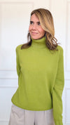 Italian Turtleneck Sweater - Chartreuse-140 Sweaters-Italianissimo-Coastal Bloom Boutique, find the trendiest versions of the popular styles and looks Located in Indialantic, FL