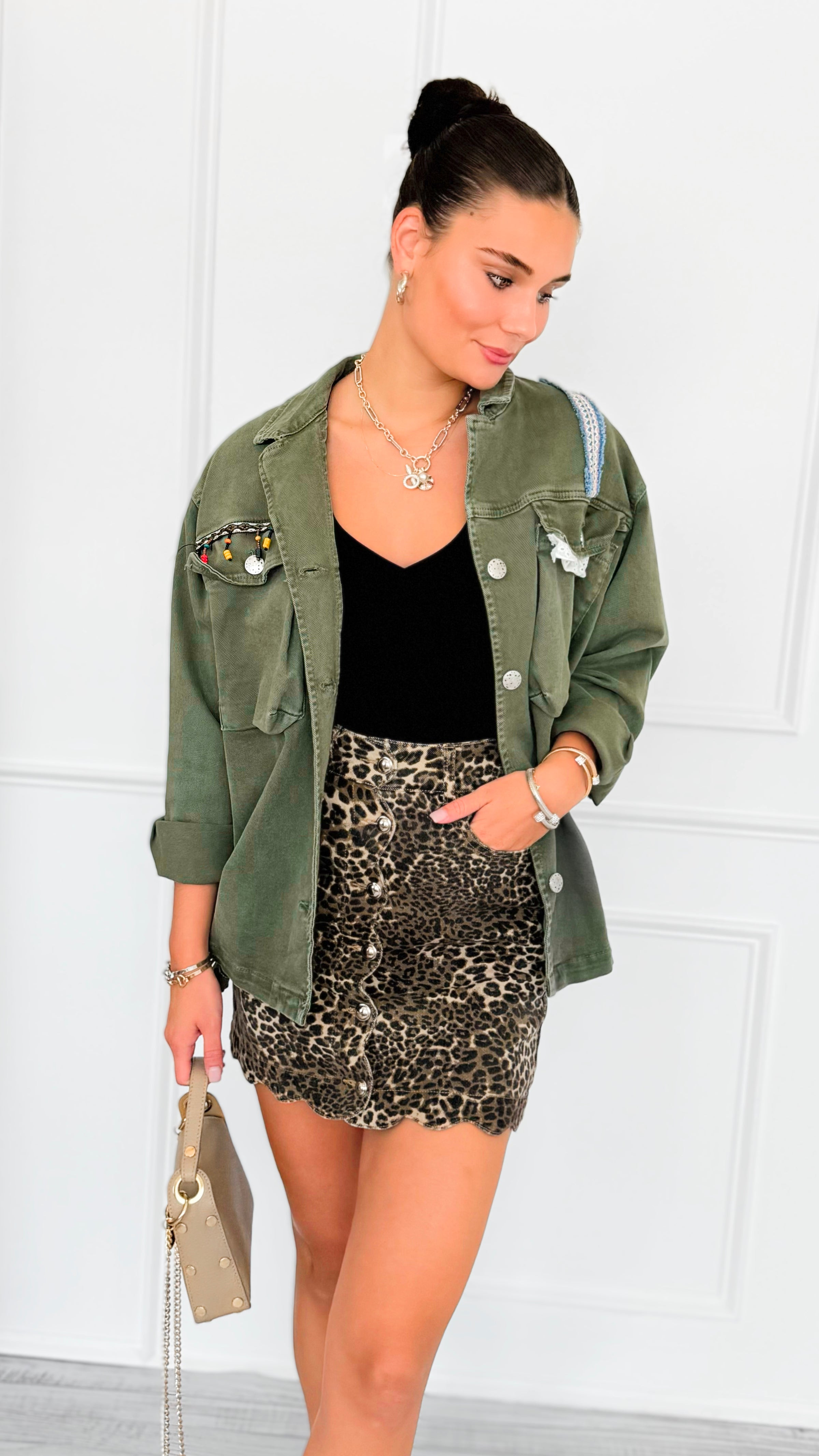 Untamed Charm Button Skirt-170 Bottoms-SO ME-Coastal Bloom Boutique, find the trendiest versions of the popular styles and looks Located in Indialantic, FL