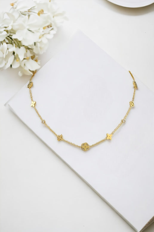 Clover & Pave Link Necklace-230 Jewelry-GS JEWELRY-Coastal Bloom Boutique, find the trendiest versions of the popular styles and looks Located in Indialantic, FL