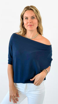 Anywhere Short Sleeve Top - Navy-110 short Sleeve Top-Six/ Fifty-Coastal Bloom Boutique, find the trendiest versions of the popular styles and looks Located in Indialantic, FL