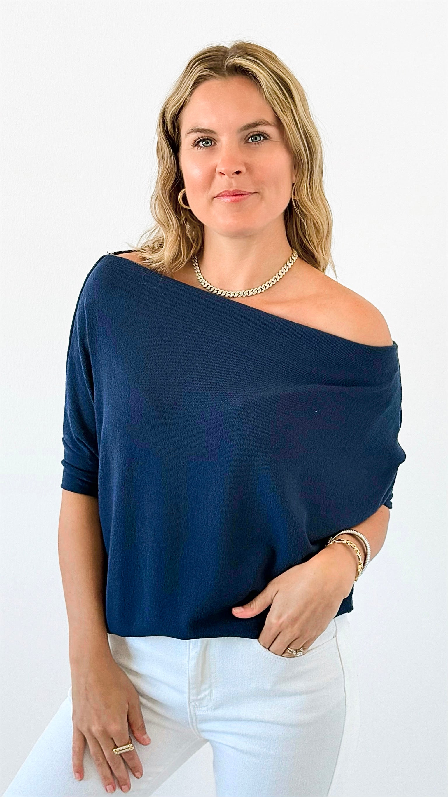 Anywhere Short Sleeve Top - Navy-110 short Sleeve Top-Six/ Fifty-Coastal Bloom Boutique, find the trendiest versions of the popular styles and looks Located in Indialantic, FL