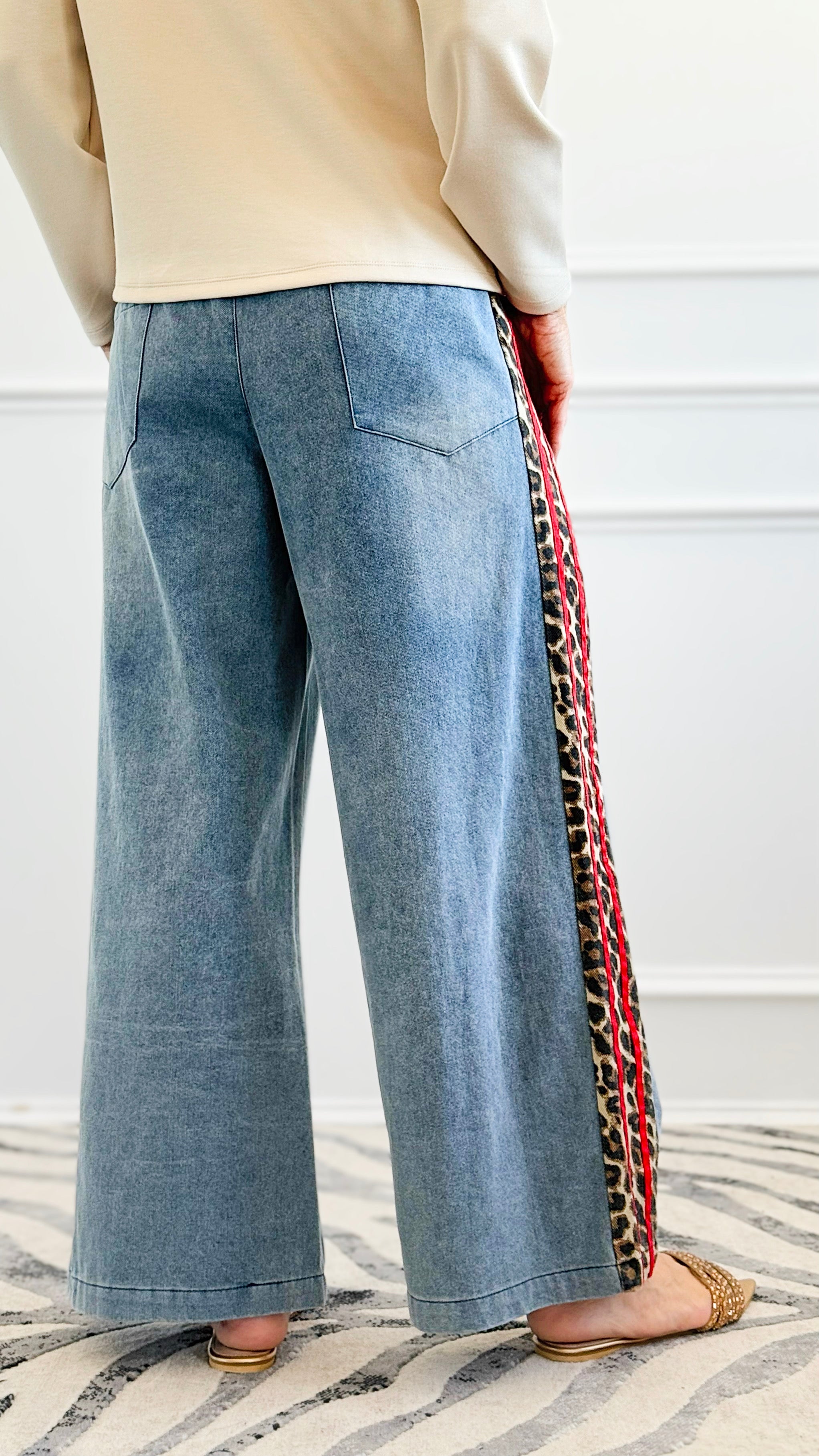Wild Edge Wide-Leg Denim Pants - Red-190 Denim-JODIFL-Coastal Bloom Boutique, find the trendiest versions of the popular styles and looks Located in Indialantic, FL