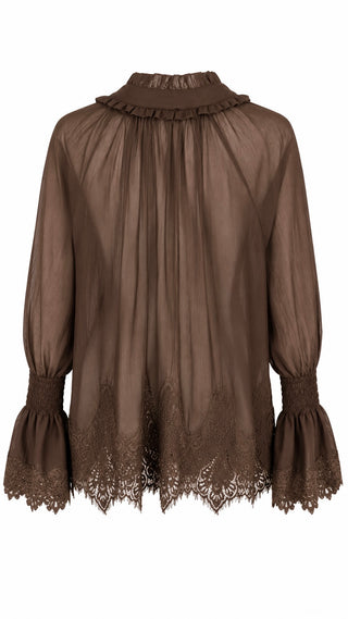 Whispered Romance Italian Blouse- Brown