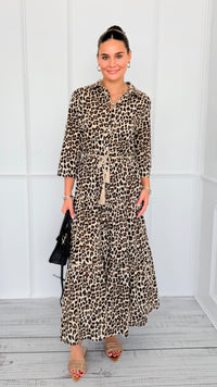 Leopard Paws Button Italian Long Dress-200 Dresses/Jumpsuits/Rompers-FH GROUP-Coastal Bloom Boutique, find the trendiest versions of the popular styles and looks Located in Indialantic, FL