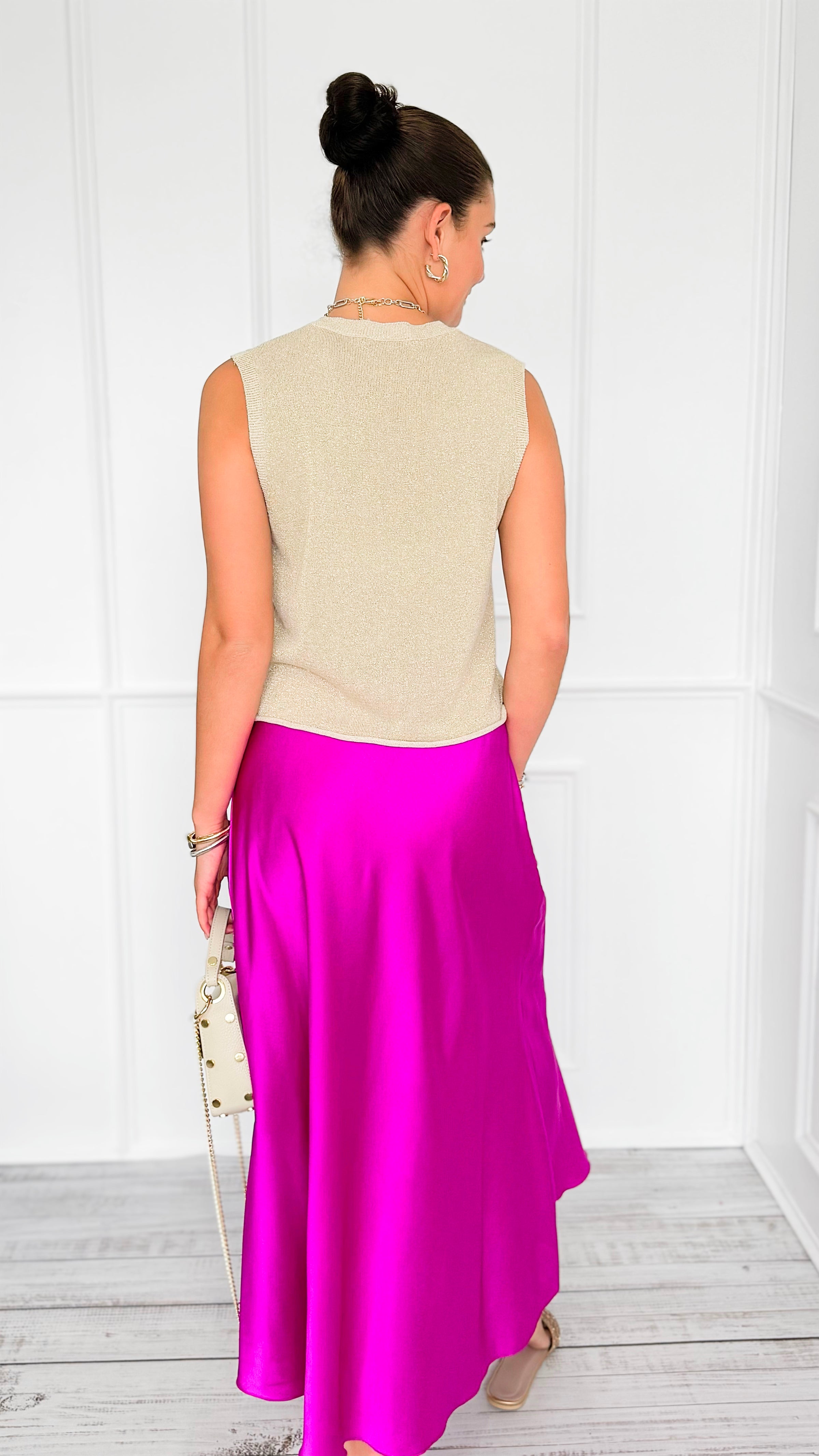 Isabella Italian Skirt- Magenta-170 Bottoms-SEE YOU IN ROME-Coastal Bloom Boutique, find the trendiest versions of the popular styles and looks Located in Indialantic, FL