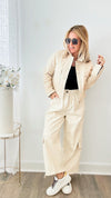 Vegan Leather Cargo Pant - Ivory-150 Cardigan Layers-Dolce Cabo-Coastal Bloom Boutique, find the trendiest versions of the popular styles and looks Located in Indialantic, FL