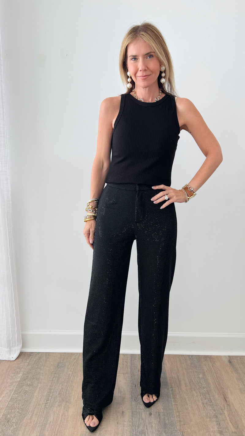 All Over Mirror Ball Wide Leg Pants-170 Bottoms-Blue B-Coastal Bloom Boutique, find the trendiest versions of the popular styles and looks Located in Indialantic, FL
