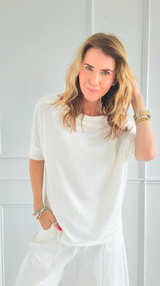 Anywhere Short Sleeve Top - Ivory-110 short Sleeve Top-Six/ Fifty-Coastal Bloom Boutique, find the trendiest versions of the popular styles and looks Located in Indialantic, FL