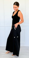 Pocket Glam Italian Flare Leg Pant- Black-100 Pants-TATTOO Z-Coastal Bloom Boutique, find the trendiest versions of the popular styles and looks Located in Indialantic, FL