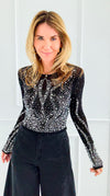 Midnight Sparkle Top-110 Long Sleeve Tops-7Mango7-Coastal Bloom Boutique, find the trendiest versions of the popular styles and looks Located in Indialantic, FL