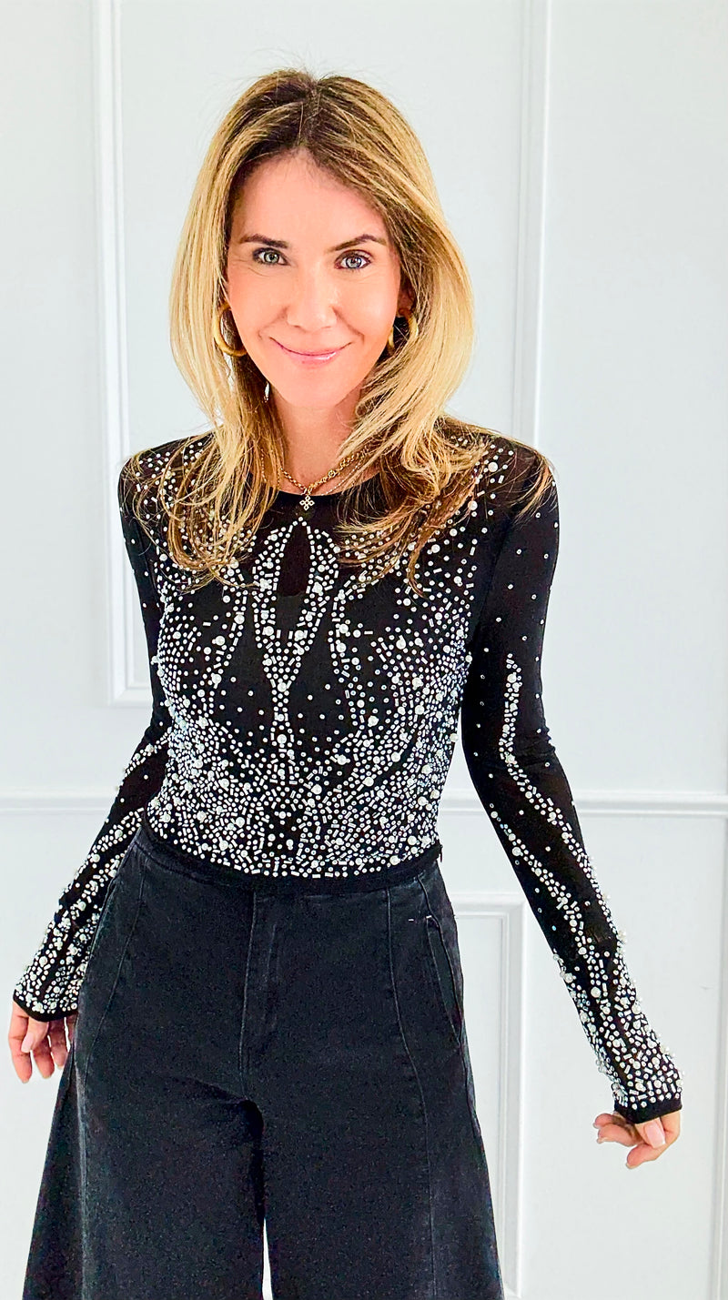 Midnight Sparkle Top-110 Long Sleeve Tops-7Mango7-Coastal Bloom Boutique, find the trendiest versions of the popular styles and looks Located in Indialantic, FL