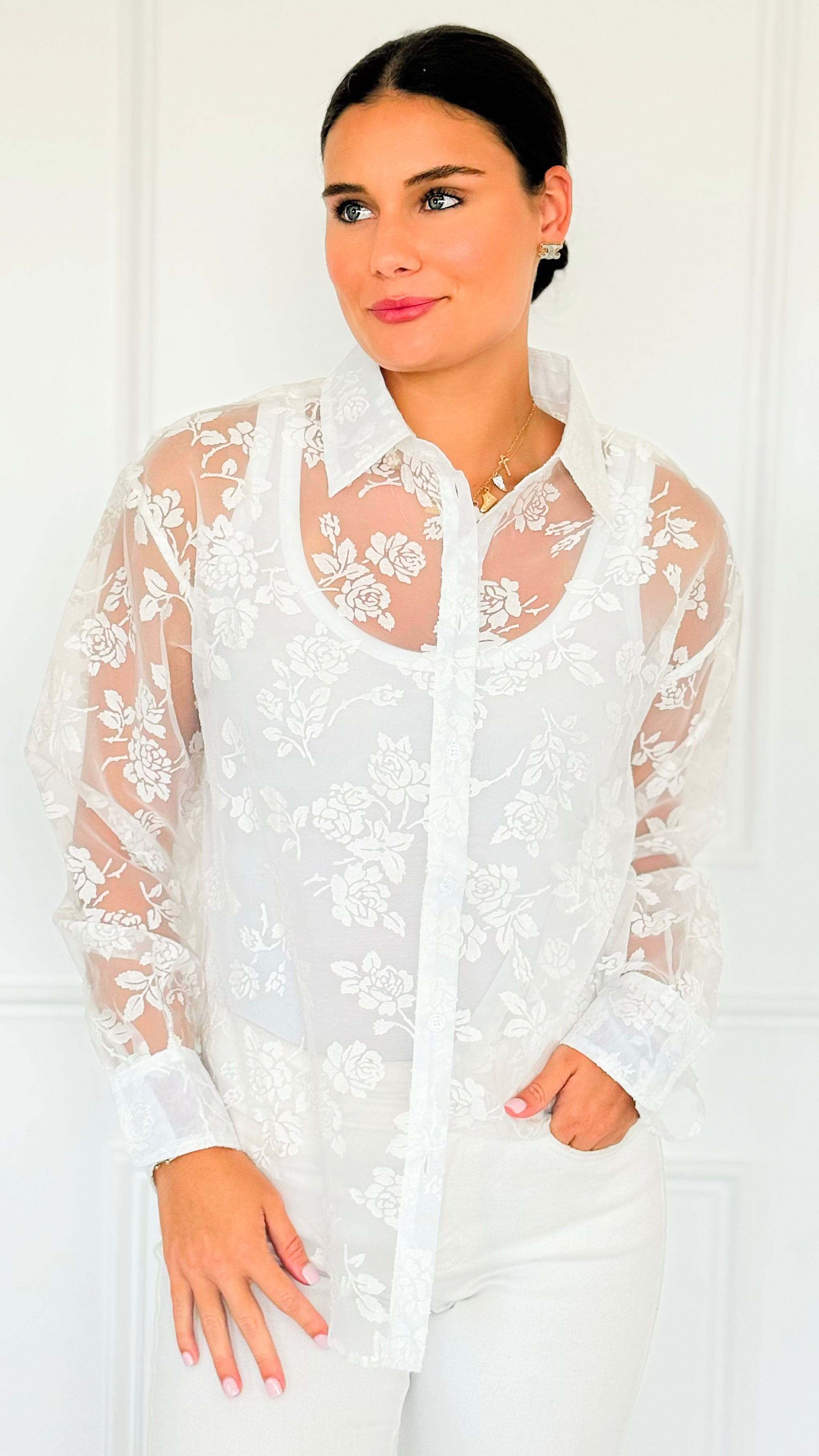 Rose Veil Long Sleeve Top-110 Long Sleeve Tops-sew in love-Coastal Bloom Boutique, find the trendiest versions of the popular styles and looks Located in Indialantic, FL