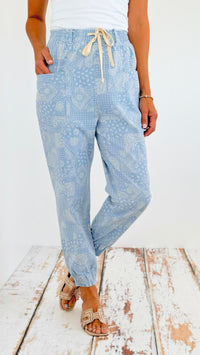 Washed Paisley Printed Joggers-180 Joggers-oddi-Coastal Bloom Boutique, find the trendiest versions of the popular styles and looks Located in Indialantic, FL