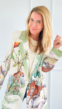 Tropic Jungle Italian Blazer-160 Jackets-Italianissimo-Coastal Bloom Boutique, find the trendiest versions of the popular styles and looks Located in Indialantic, FL
