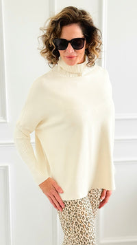Luxe Turtle Neck Drop Shoulder Sweater-140 Sweaters-Z STUDIO-Coastal Bloom Boutique, find the trendiest versions of the popular styles and looks Located in Indialantic, FL