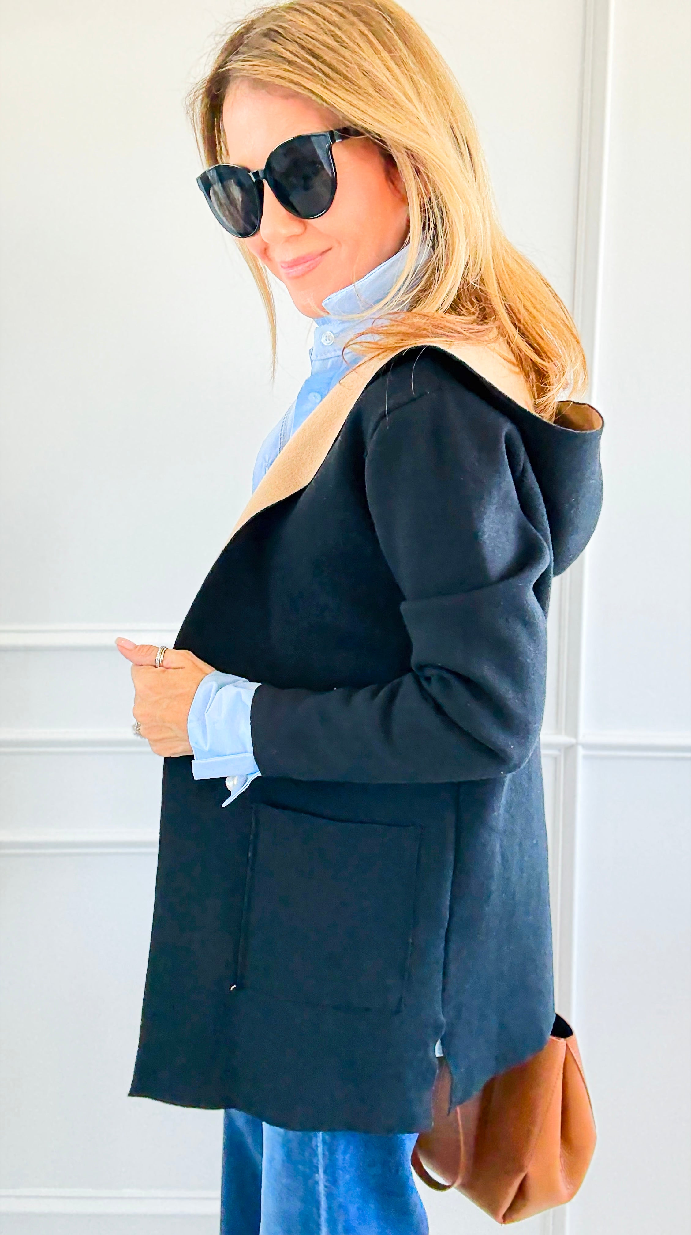 Bonded Color-Blocked Hooded Jacket-160 Jackets-Z STUDIO-Coastal Bloom Boutique, find the trendiest versions of the popular styles and looks Located in Indialantic, FL