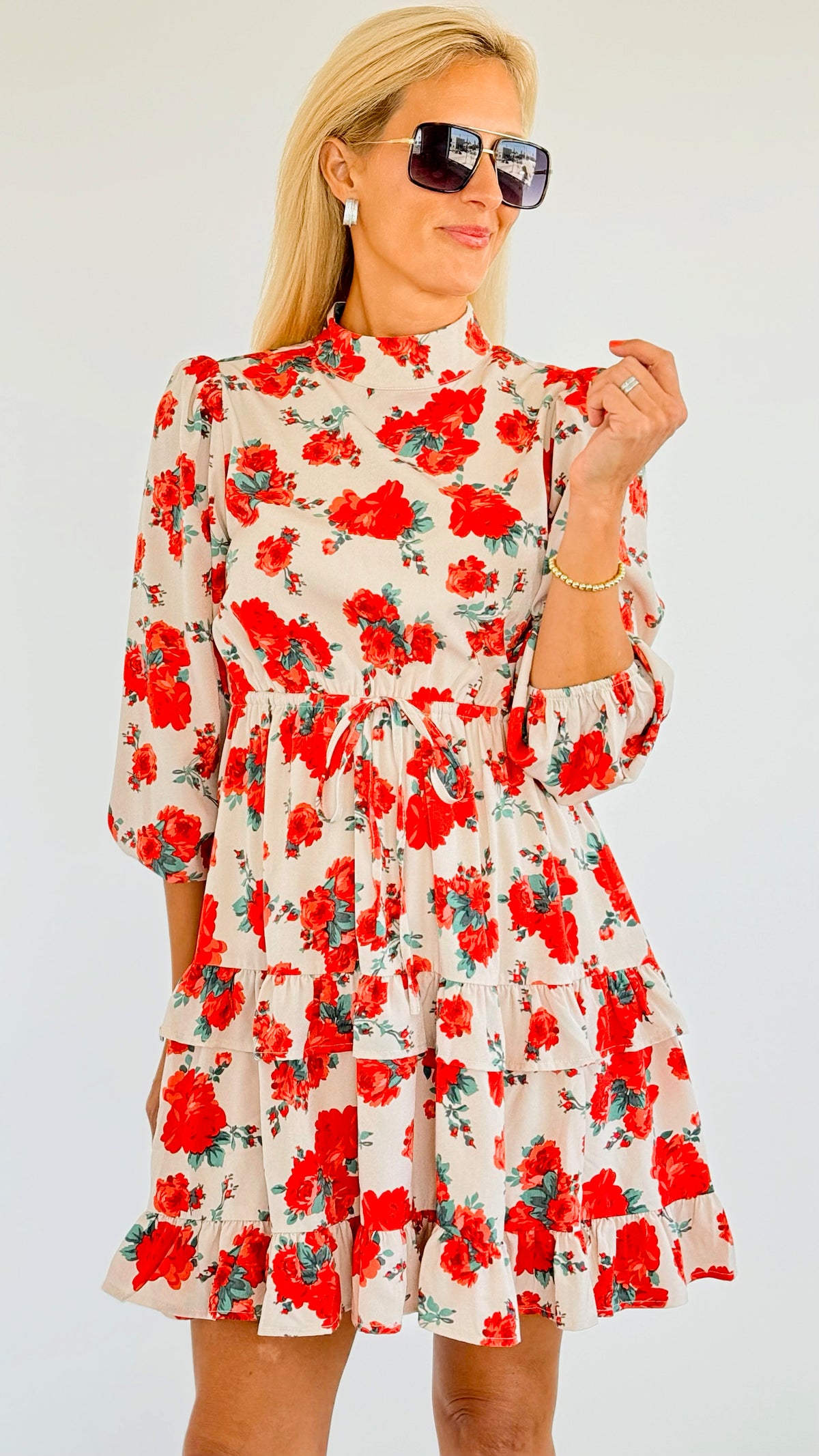 All Over Red Peonies Dress-200 dresses/jumpsuits/rompers-Jodifl-Coastal Bloom Boutique, find the trendiest versions of the popular styles and looks Located in Indialantic, FL