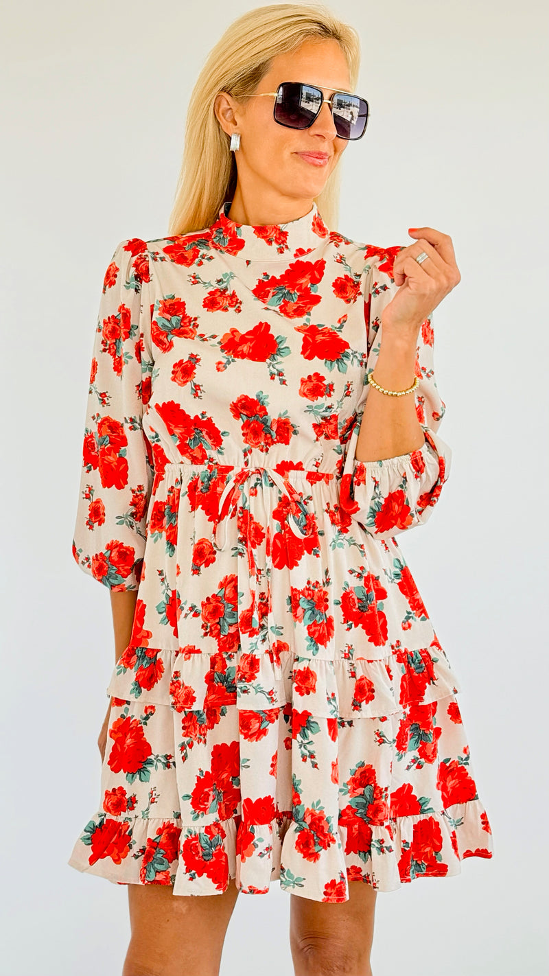 All Over Red Peonies Dress-200 dresses/jumpsuits/rompers-Jodifl-Coastal Bloom Boutique, find the trendiest versions of the popular styles and looks Located in Indialantic, FL