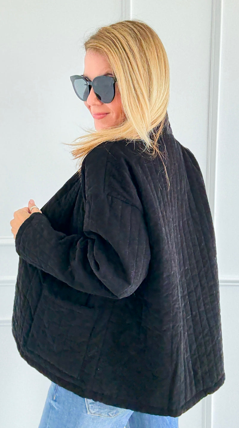 Quilted Ease Button Jacket-160 Jackets-Tempo-Coastal Bloom Boutique, find the trendiest versions of the popular styles and looks Located in Indialantic, FL