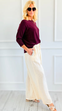 Ease Embellished Linen Italian Relaxed Pant- Cream-100 Pants-TATTOO Z-Coastal Bloom Boutique, find the trendiest versions of the popular styles and looks Located in Indialantic, FL