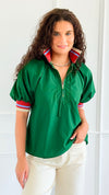 Ivy League Zip Accent Top-110 short Sleeve Top-ENTRO-Coastal Bloom Boutique, find the trendiest versions of the popular styles and looks Located in Indialantic, FL