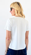 Glam Rose Embellished Top-110 Short Sleeve Tops-L MASSIMO-Coastal Bloom Boutique, find the trendiest versions of the popular styles and looks Located in Indialantic, FL