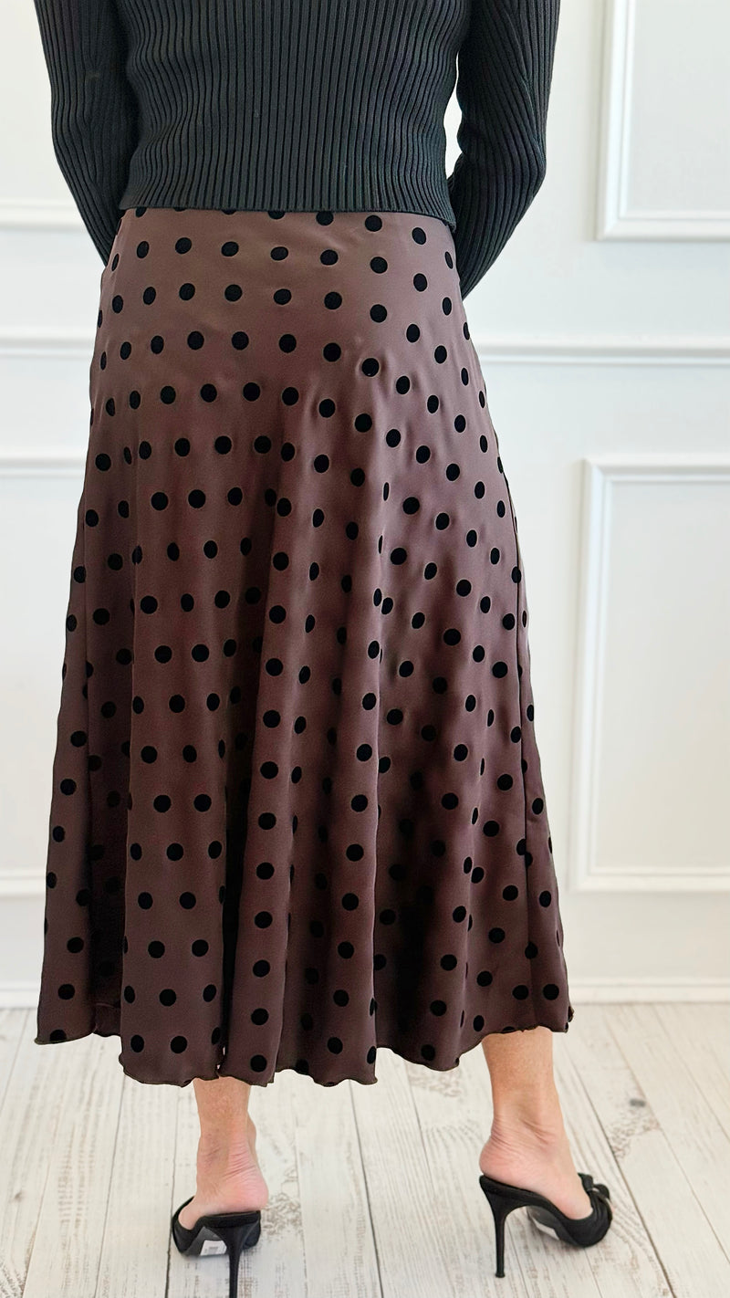Charmed In Dots Italian Skirt-170 Bottoms-AZUL MONACO-Coastal Bloom Boutique, find the trendiest versions of the popular styles and looks Located in Indialantic, FL