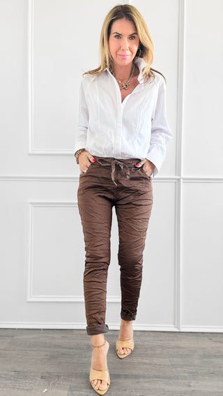 Italian Wish List Jogger - Coffee-180 Joggers-Italianissimo-Coastal Bloom Boutique, find the trendiest versions of the popular styles and looks Located in Indialantic, FL