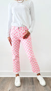 High Waist Checker Print Pants-170 Bottoms-American Bazi-Coastal Bloom Boutique, find the trendiest versions of the popular styles and looks Located in Indialantic, FL