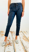City Lights Faux Leather Italian Jogger- Navy-180 Joggers-Italianissimo/ SEE YOU IN ROME-Coastal Bloom Boutique, find the trendiest versions of the popular styles and looks Located in Indialantic, FL