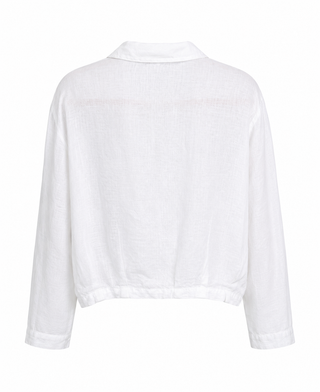 Easy Does It Italian Zip-Up Linen Jacket- White