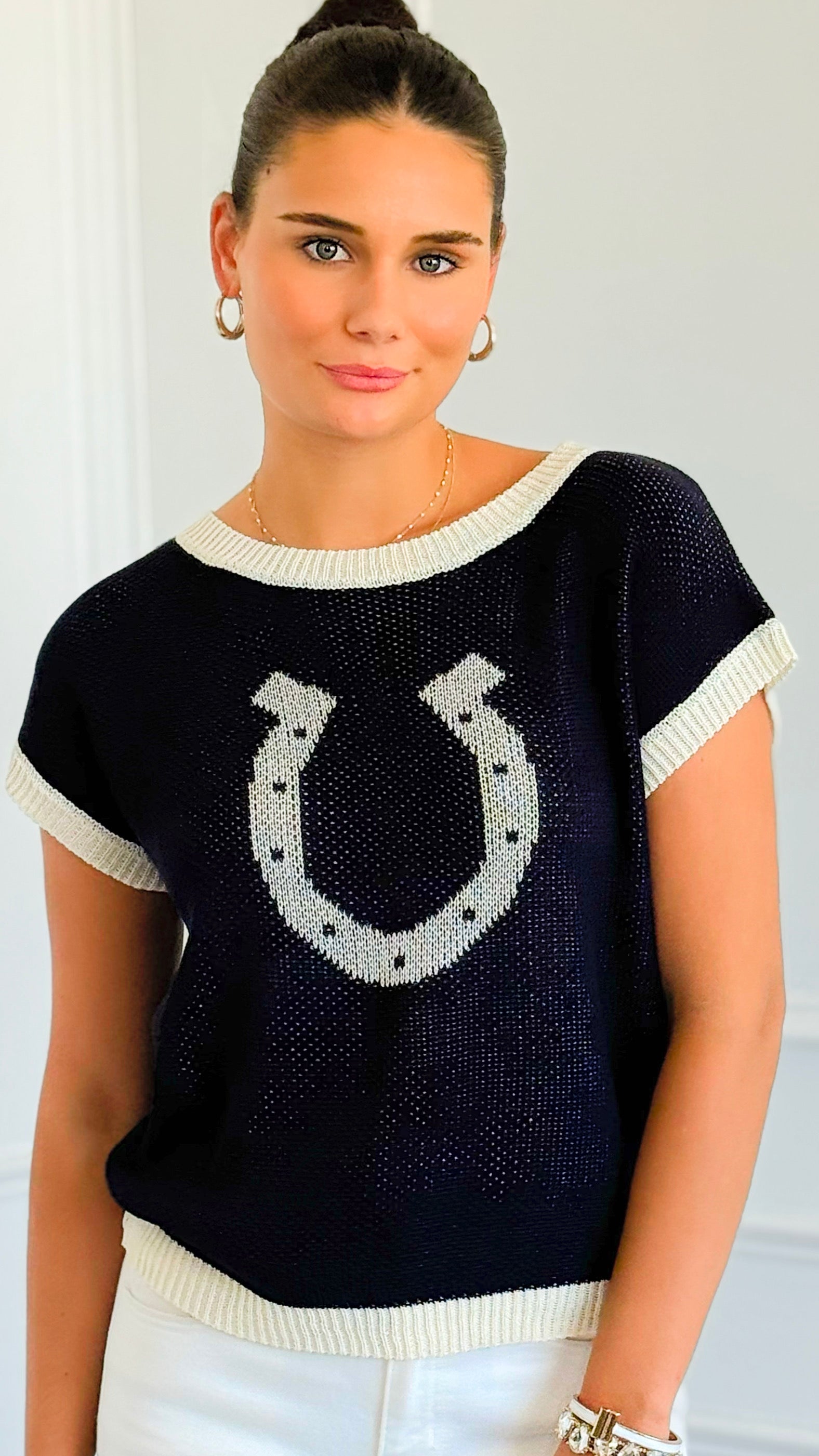 Lucky Charm Knit Top - Navy-100 Sleeveless Tops-Blu Pepper-Coastal Bloom Boutique, find the trendiest versions of the popular styles and looks Located in Indialantic, FL