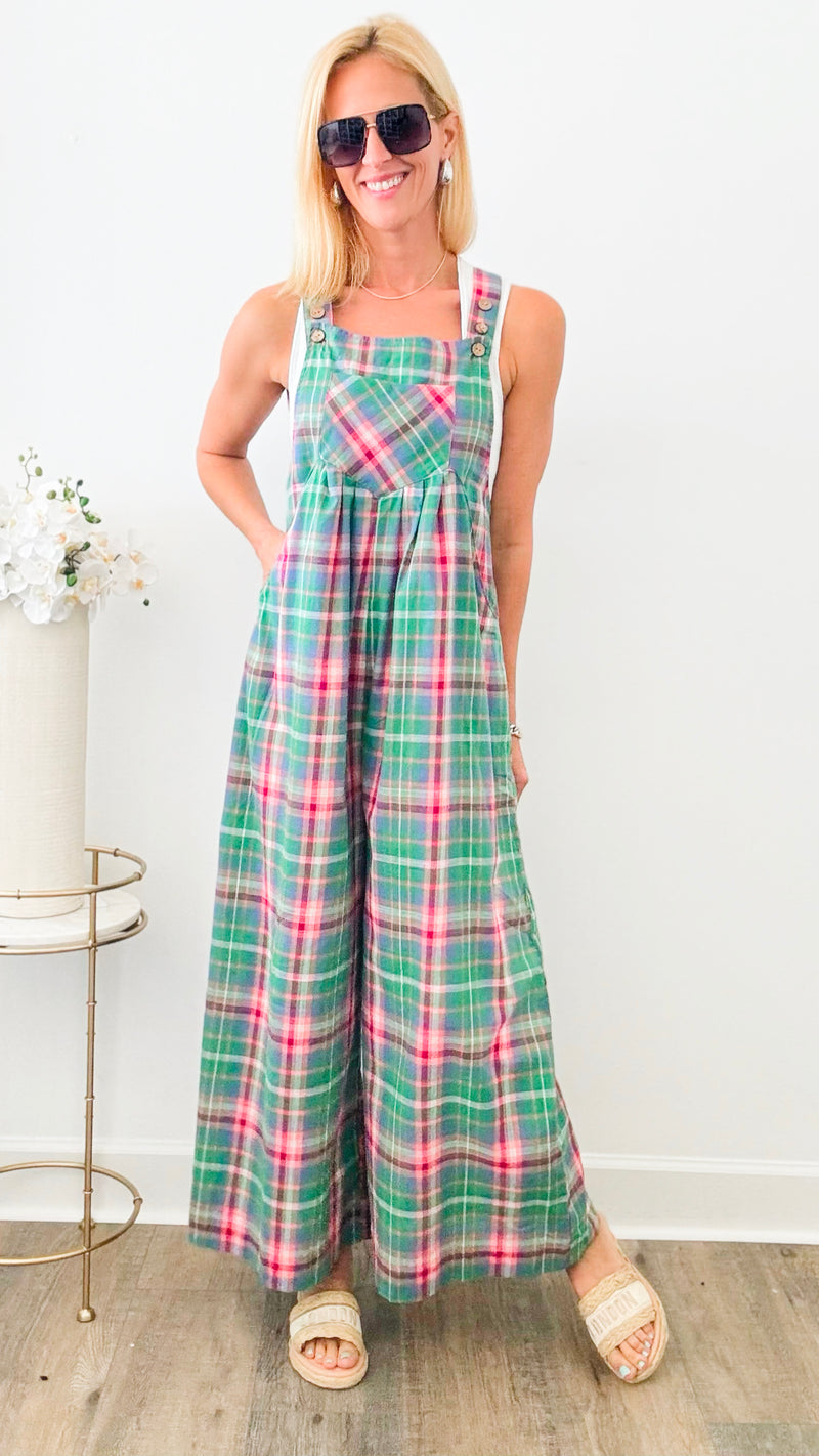 Multi Color Check Plaid Overall-200 dresses/jumpsuits/rompers-BIBI-Coastal Bloom Boutique, find the trendiest versions of the popular styles and looks Located in Indialantic, FL