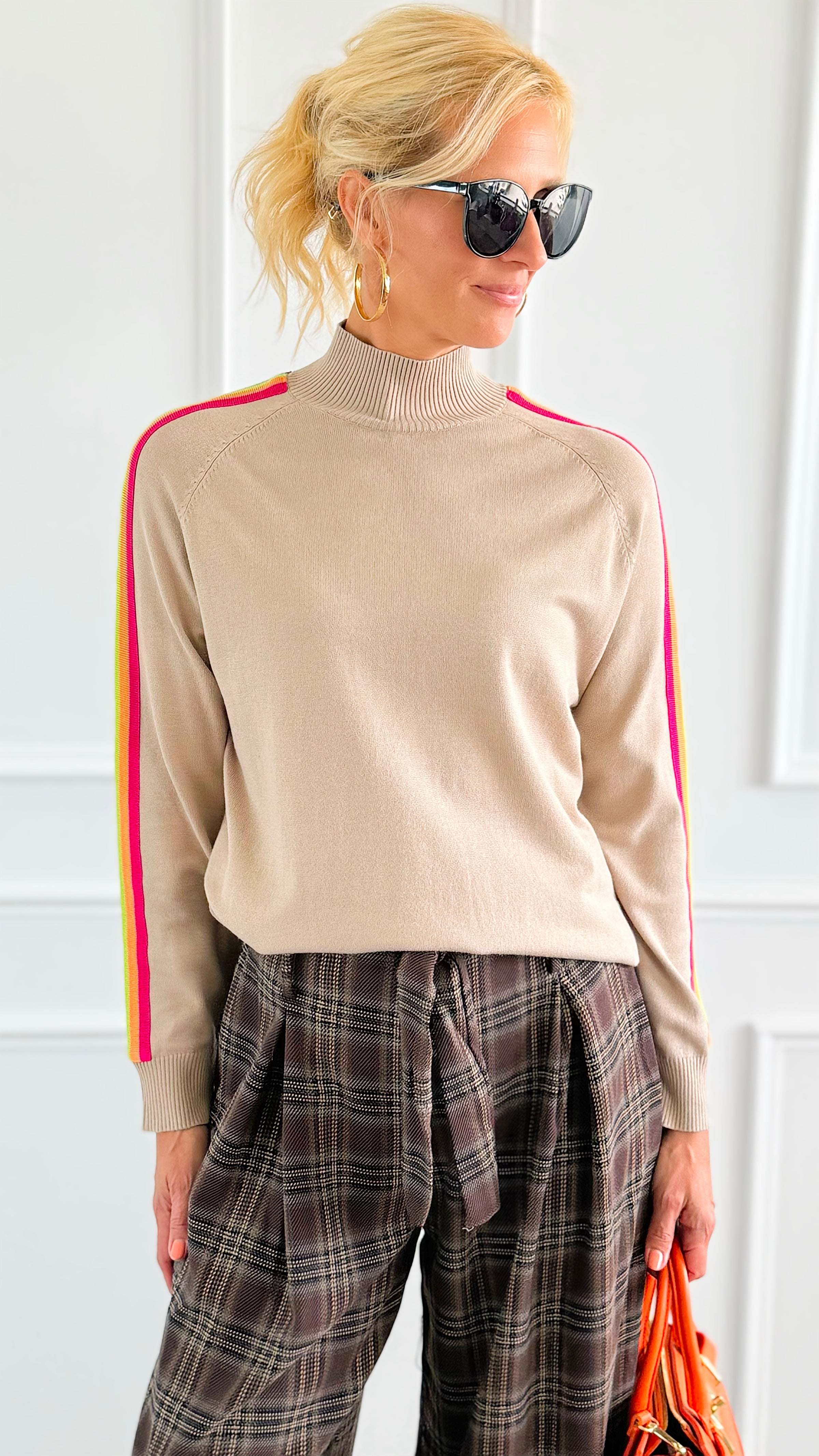 Rainbow Runway Sweater- Beige-140 Sweaters-V SKY-Coastal Bloom Boutique, find the trendiest versions of the popular styles and looks Located in Indialantic, FL