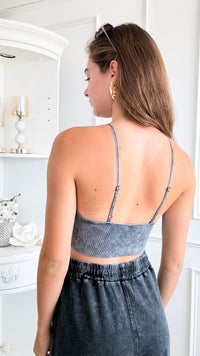 Washed Bra Padded Tank Top - Ash Black-220 Intimates-Zenana-Coastal Bloom Boutique, find the trendiest versions of the popular styles and looks Located in Indialantic, FL