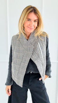 Checked In Quilted Vest-160 Jackets-mystree-Coastal Bloom Boutique, find the trendiest versions of the popular styles and looks Located in Indialantic, FL