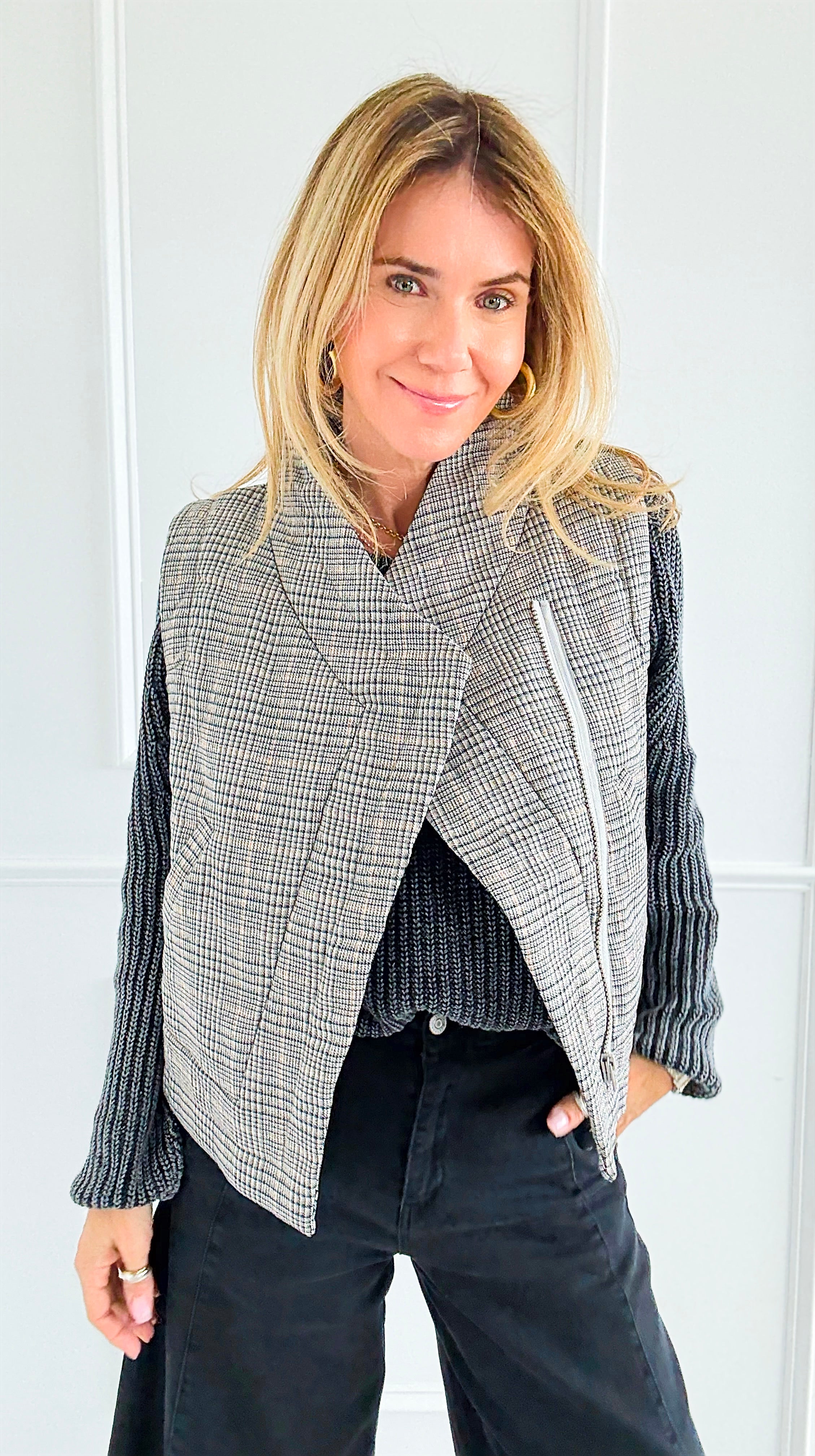 Checked In Quilted Vest-160 Jackets-mystree-Coastal Bloom Boutique, find the trendiest versions of the popular styles and looks Located in Indialantic, FL