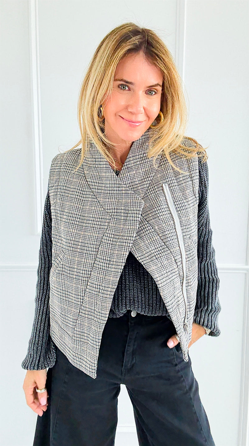 Checked In Quilted Vest-160 Jackets-mystree-Coastal Bloom Boutique, find the trendiest versions of the popular styles and looks Located in Indialantic, FL