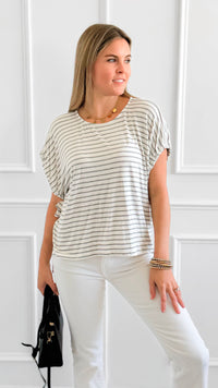 Breezy Striped Short Sleeve Top-110 Short Sleeve Tops-Haptics-Coastal Bloom Boutique, find the trendiest versions of the popular styles and looks Located in Indialantic, FL