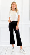 Flared Elegance Cropped Pants - Black-170 Bottoms-YELETE-Coastal Bloom Boutique, find the trendiest versions of the popular styles and looks Located in Indialantic, FL