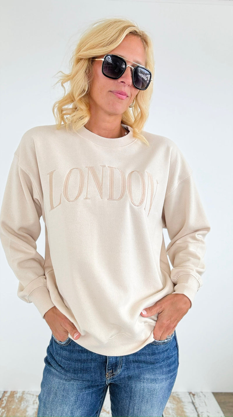 London Relaxed Fleece Sweatshirt-140 Sweaters-reflex-Coastal Bloom Boutique, find the trendiest versions of the popular styles and looks Located in Indialantic, FL