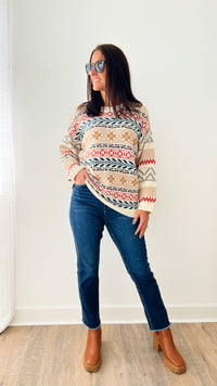 Ski Lodge Knit Sweater-140 Sweaters-Gigio-Coastal Bloom Boutique, find the trendiest versions of the popular styles and looks Located in Indialantic, FL