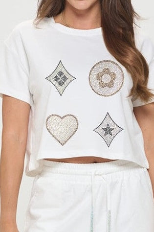 Ethereal Cloverfield Crop Blouse - White-110 Short Sleeve Tops-in2you-Coastal Bloom Boutique, find the trendiest versions of the popular styles and looks Located in Indialantic, FL