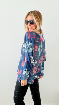 Italian St Tropez Hibiscus Sweater-140 Sweaters-Germany-Coastal Bloom Boutique, find the trendiest versions of the popular styles and looks Located in Indialantic, FL