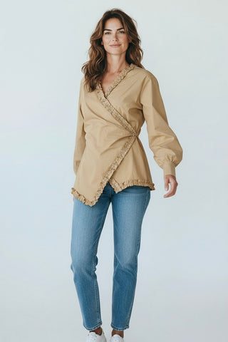 Midnight Affair Ruffle Top-130 Long Sleeve Tops-LA ROS-Coastal Bloom Boutique, find the trendiest versions of the popular styles and looks Located in Indialantic, FL