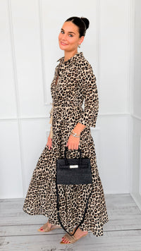Leopard Paws Button Italian Long Dress-200 Dresses/Jumpsuits/Rompers-FH GROUP-Coastal Bloom Boutique, find the trendiest versions of the popular styles and looks Located in Indialantic, FL