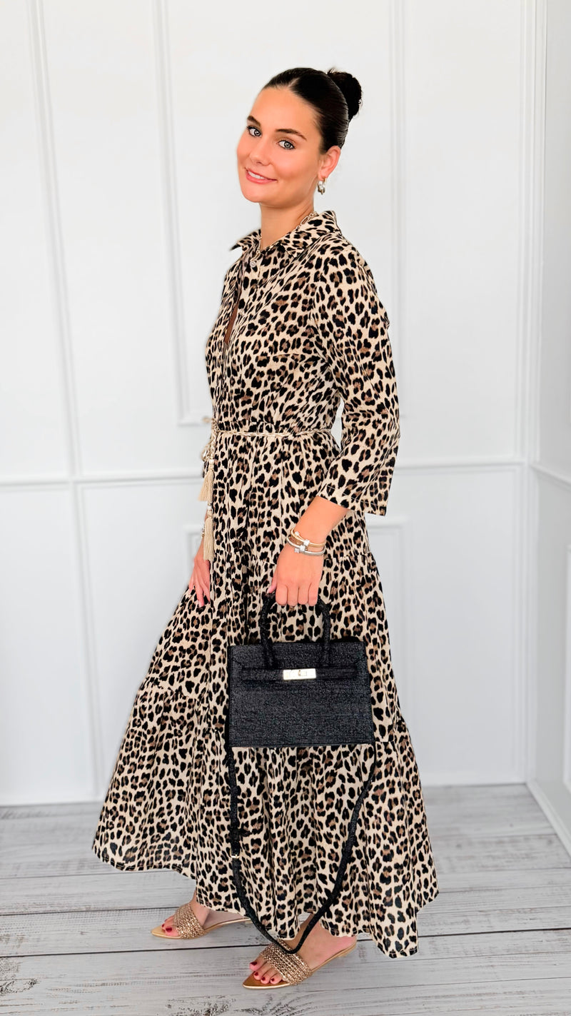 Leopard Paws Button Italian Long Dress-200 Dresses/Jumpsuits/Rompers-FH GROUP-Coastal Bloom Boutique, find the trendiest versions of the popular styles and looks Located in Indialantic, FL