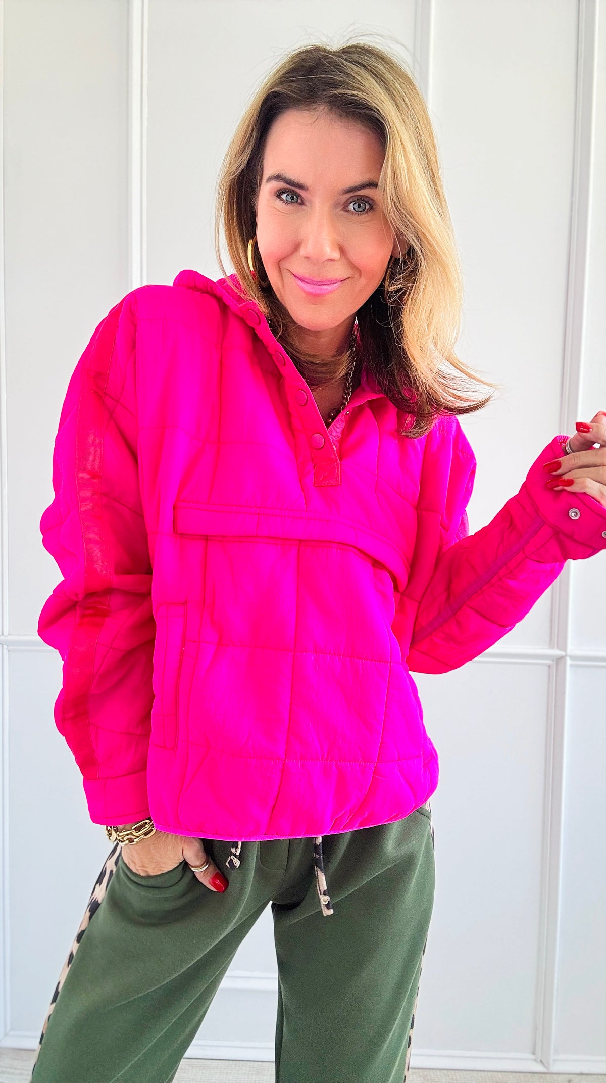 Quilted Button Down Jacket-160 Jackets-oddi-Coastal Bloom Boutique, find the trendiest versions of the popular styles and looks Located in Indialantic, FL