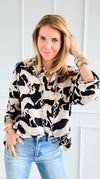 Wild Elegance Tunic Top - Black-130 Long Sleeve Tops-White Birch-Coastal Bloom Boutique, find the trendiest versions of the popular styles and looks Located in Indialantic, FL