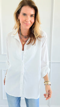 Everyday Ease Seersucker Italian Shirt-170 Bottoms-Italianissimo-Coastal Bloom Boutique, find the trendiest versions of the popular styles and looks Located in Indialantic, FL